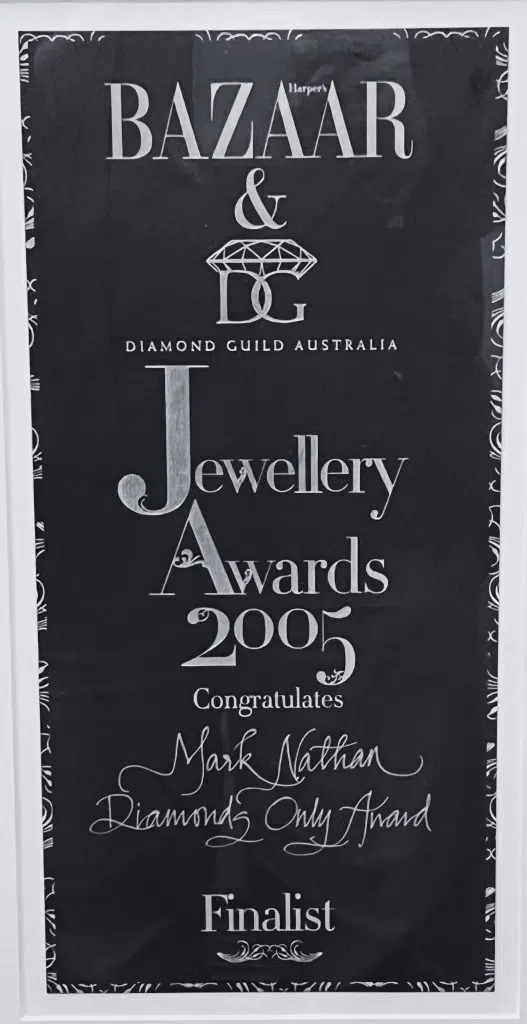 Harpers Bazaar Jewellery Awards 2005 certificate