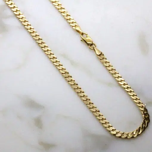 18ct Yellow Gold Handmade Solid Curb Link Necklace