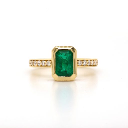 AVA - 18ct Yellow Gold Emerald & Diamond Ring