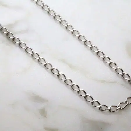 9ct White Gold Solid Open Curb Link Necklace