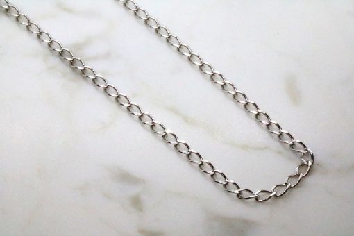 9ct White Gold Solid Open Curb Link Necklace