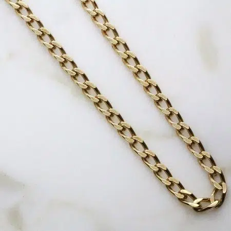 9ct Yellow Gold Handmade Solid Oval Curb Link Necklace