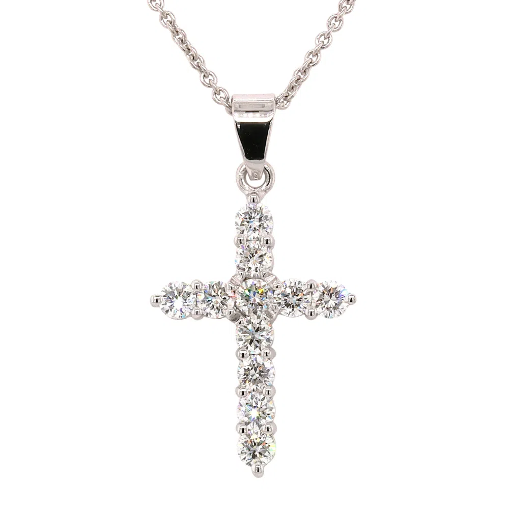 TERESA – 18ct White Gold Diamond Cross Pendant
